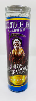 Santa Muerte – Asunto de Ley (Matter of Law) – Prepared Glass Candle – 7 Day