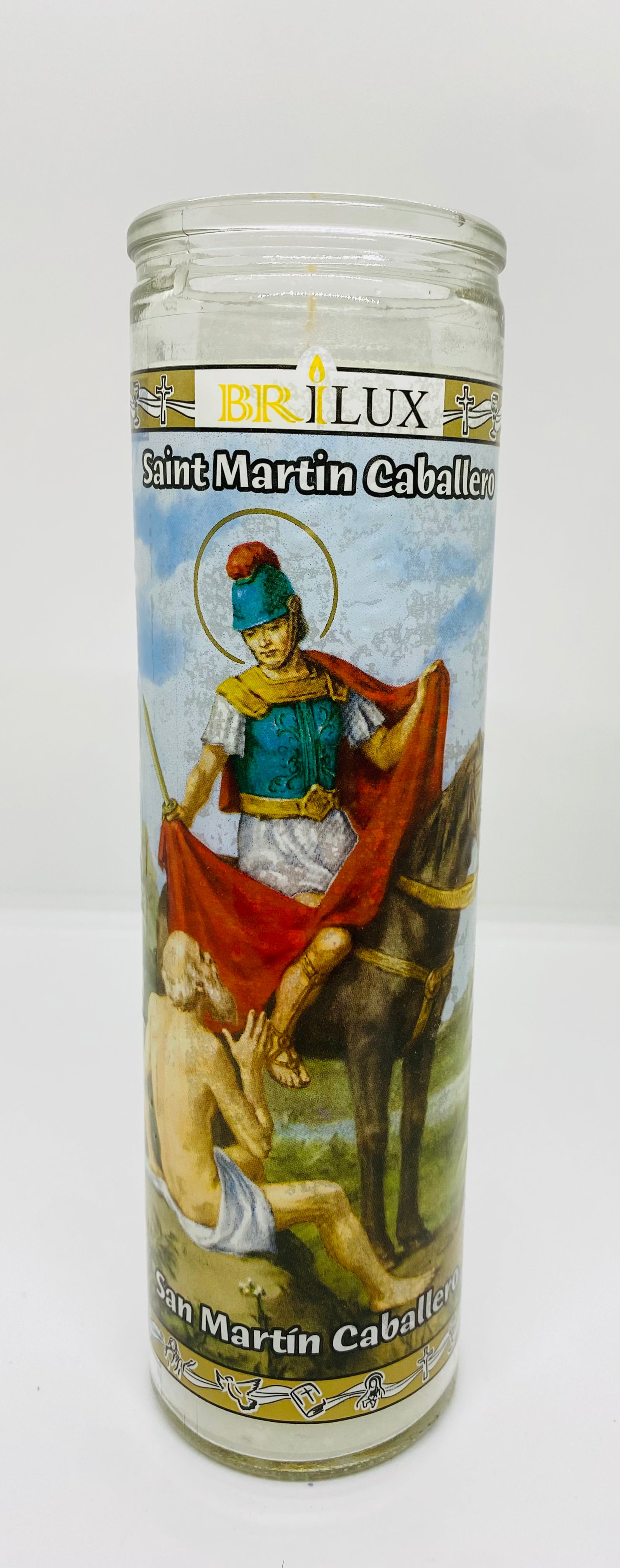 San Martín Caballero (Saint Martin of Tours) – Devotional Glass Candle – 7 Day