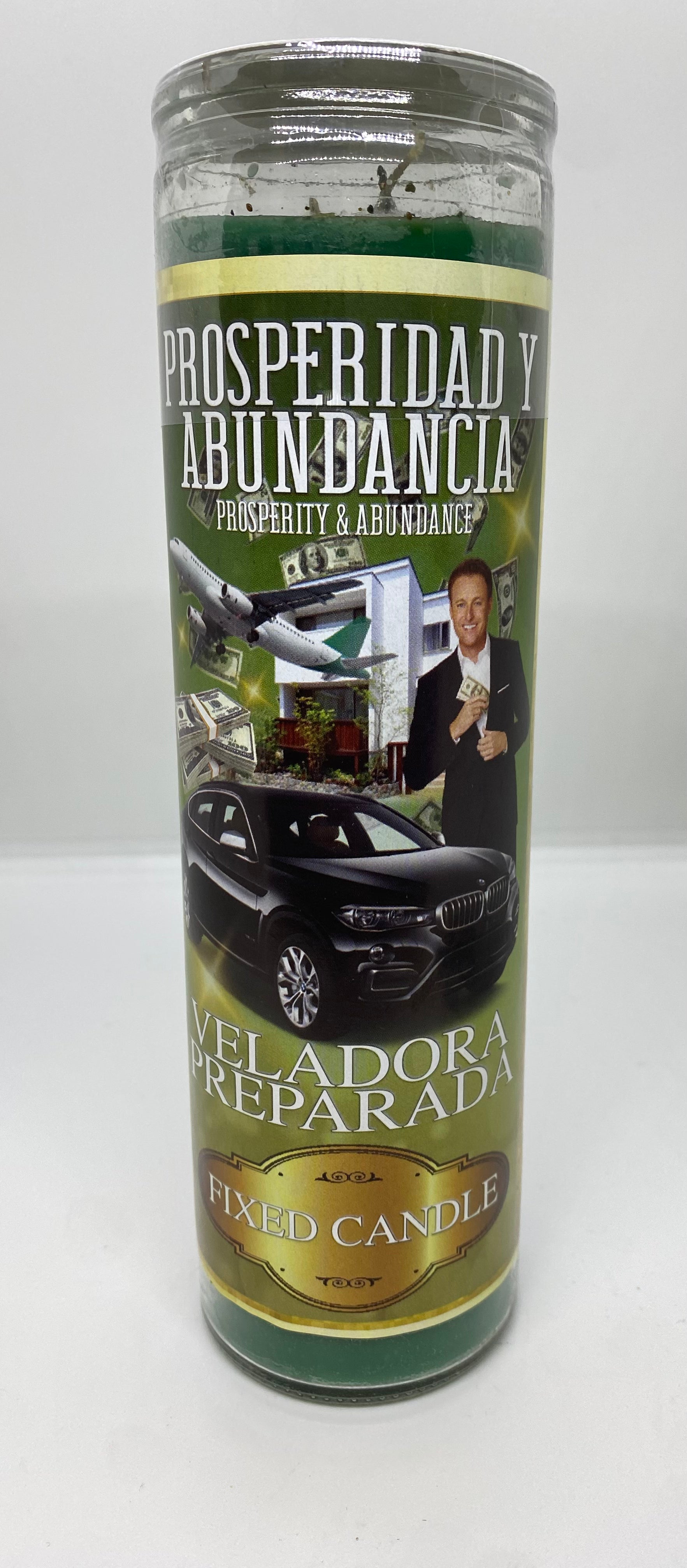 Prosperidad y Abundancia (Prosperity & Abundance) – Prepared Glass Candle – 7 Day