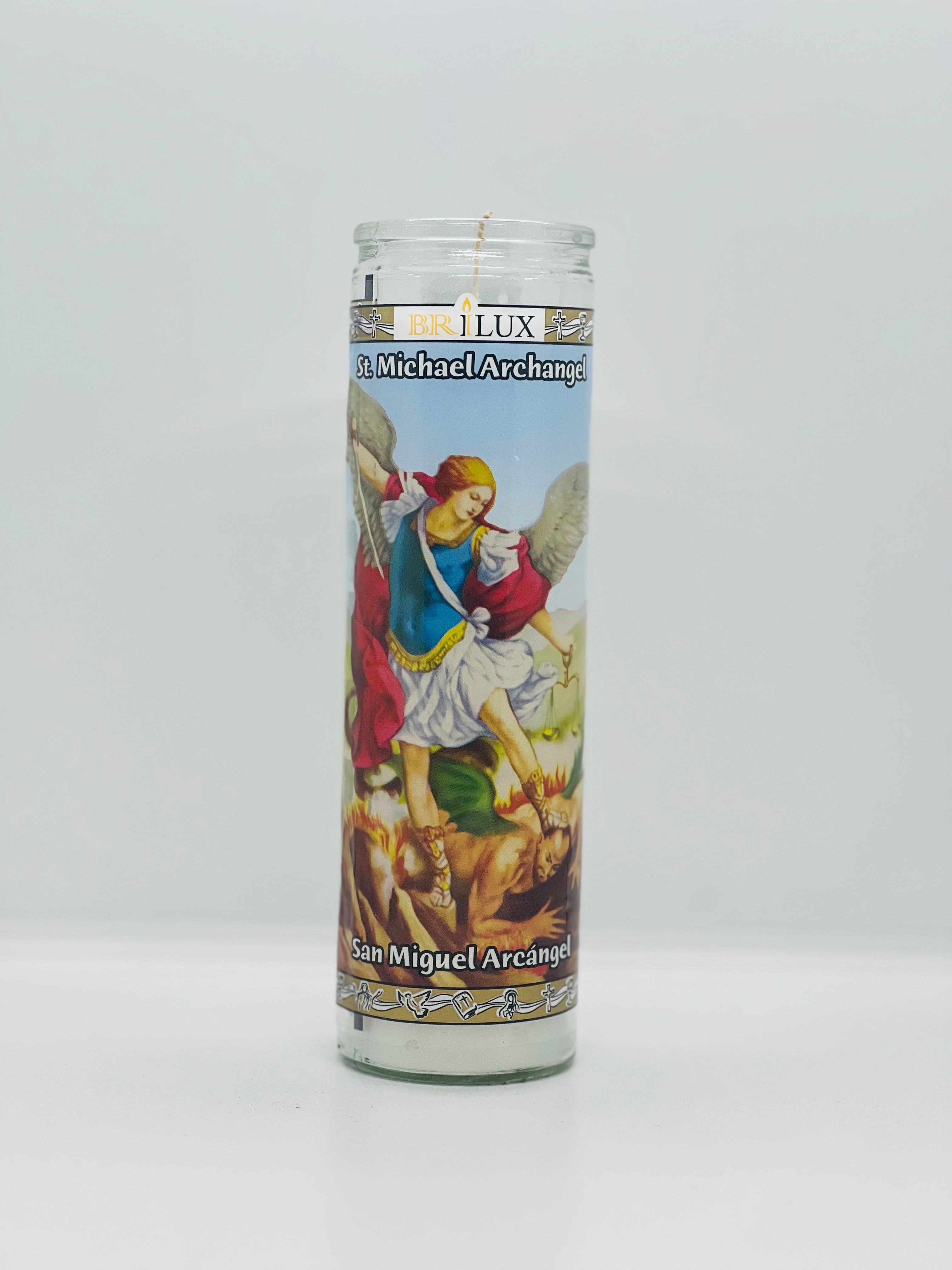 San Miguel Arcángel (Saint Michael the Archangel) – Devotional Glass Candle – 7 Day