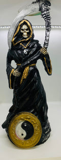 Santa Muerte Black 19 Inch Statue with Yin & Yang Base – Devotional Figure