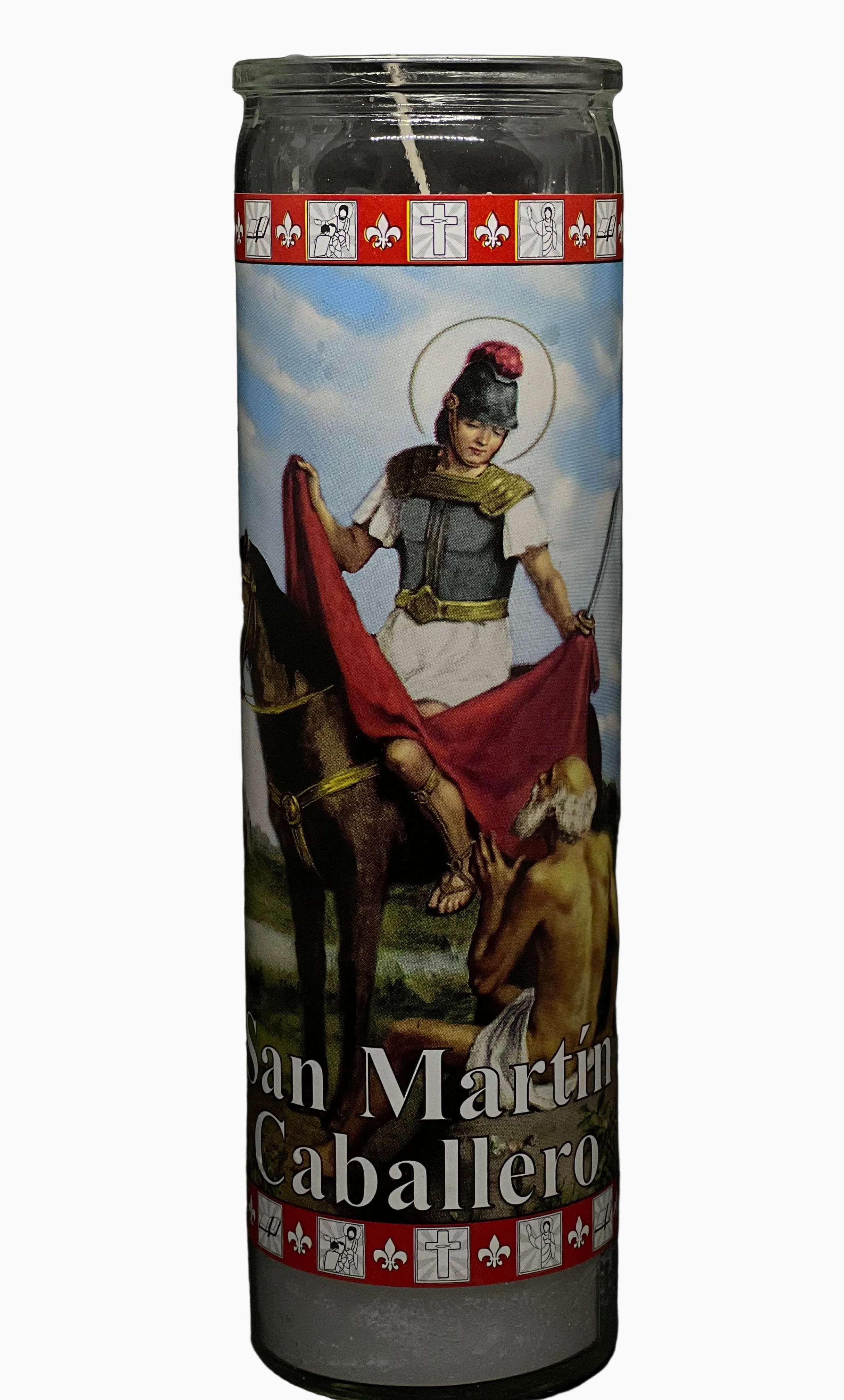 San Martín Caballero (Saint Martin of Tours) – Devotional Glass Candle – 7 Day