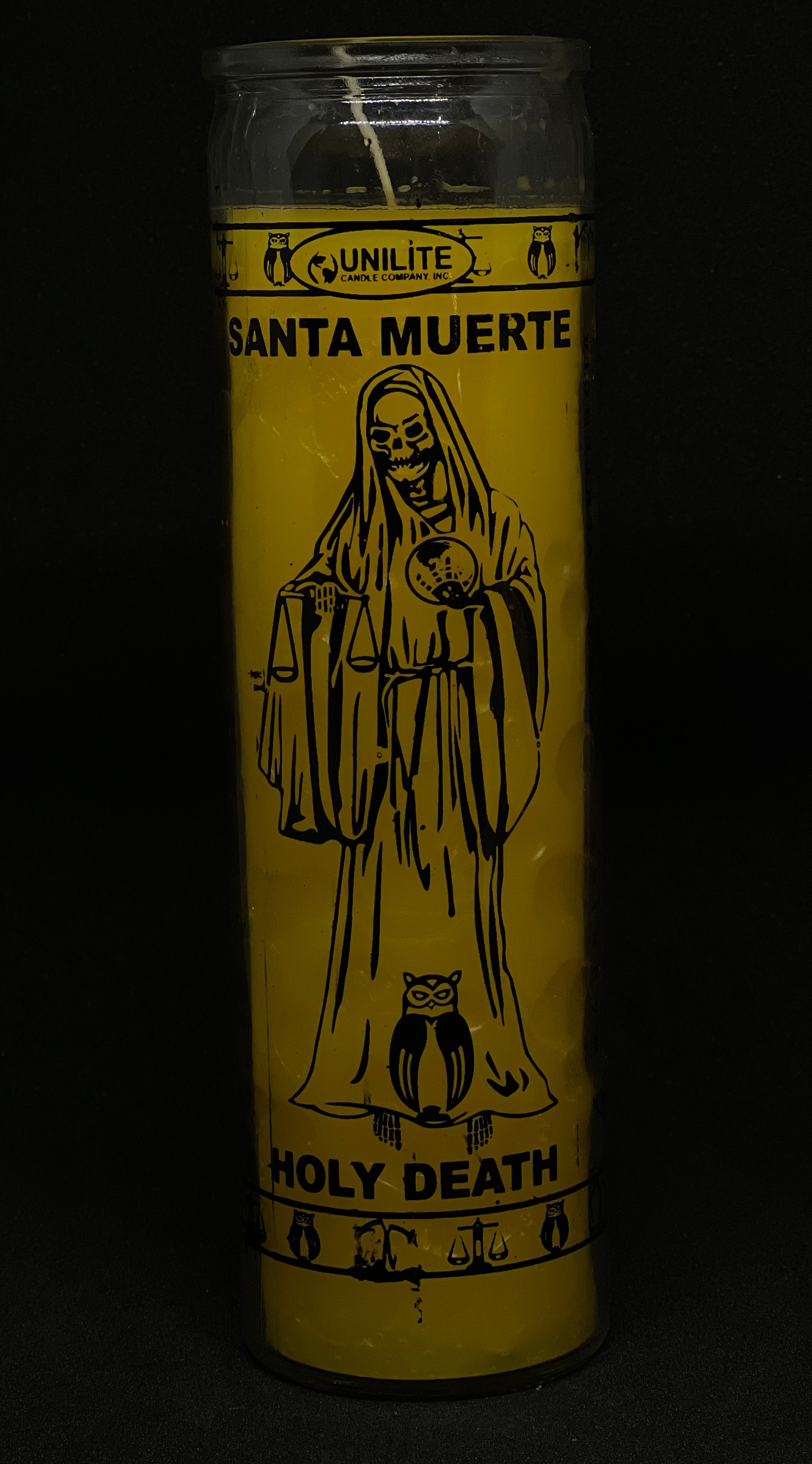 Santa Muerte Amarilla (Holy Death – Yellow) – Devotional Glass Candle – 7 Day