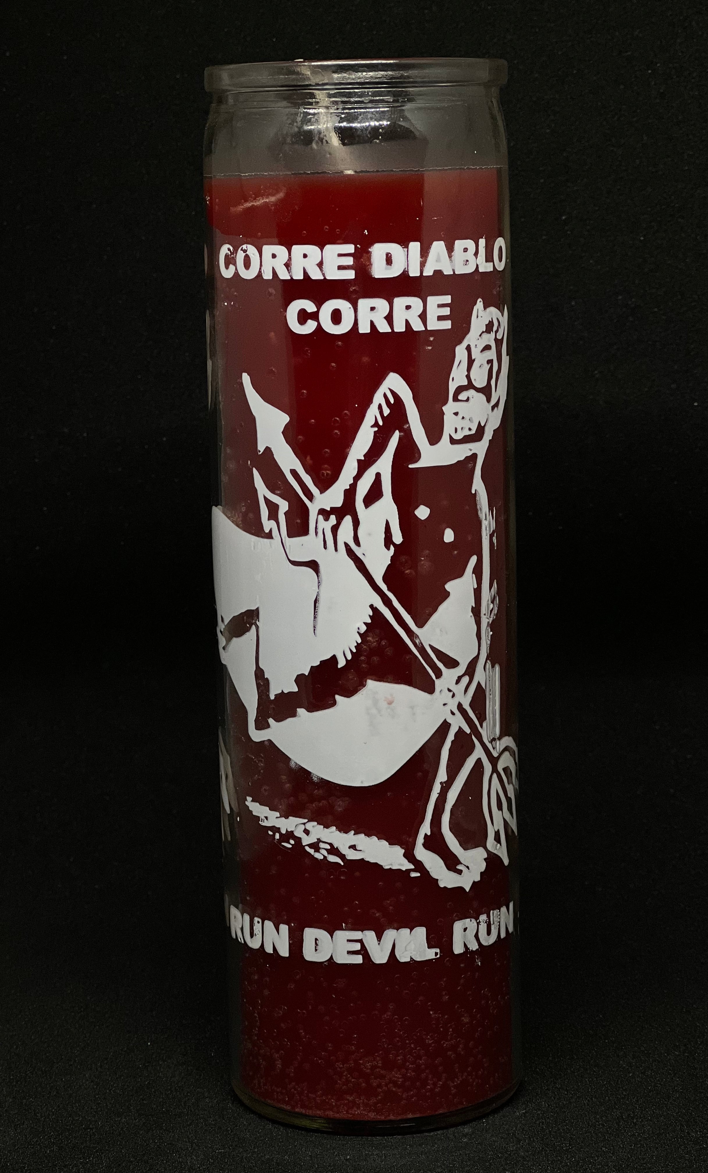 Corre Diablo Corre (Run Devil Run) – Devotional Glass Candle – 7 Day