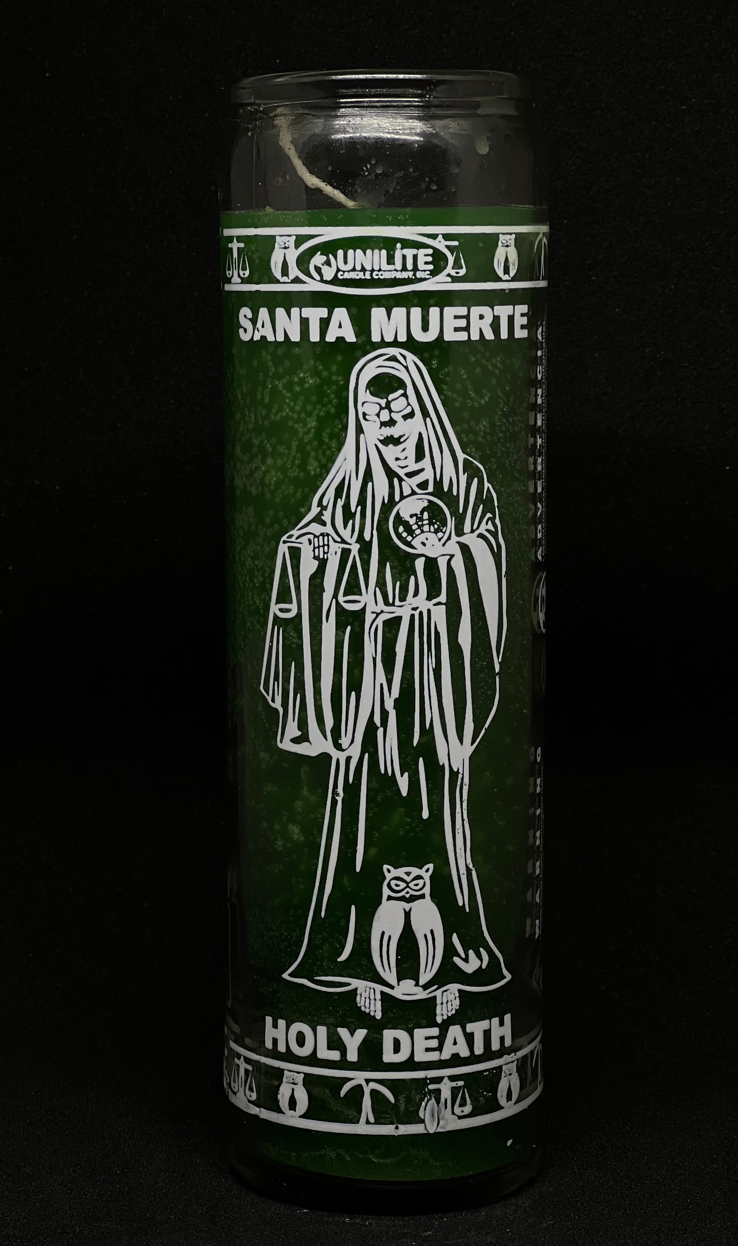 Santa Muerte Verde (Holy Death – Green) – Devotional Glass Candle – 7 Day
