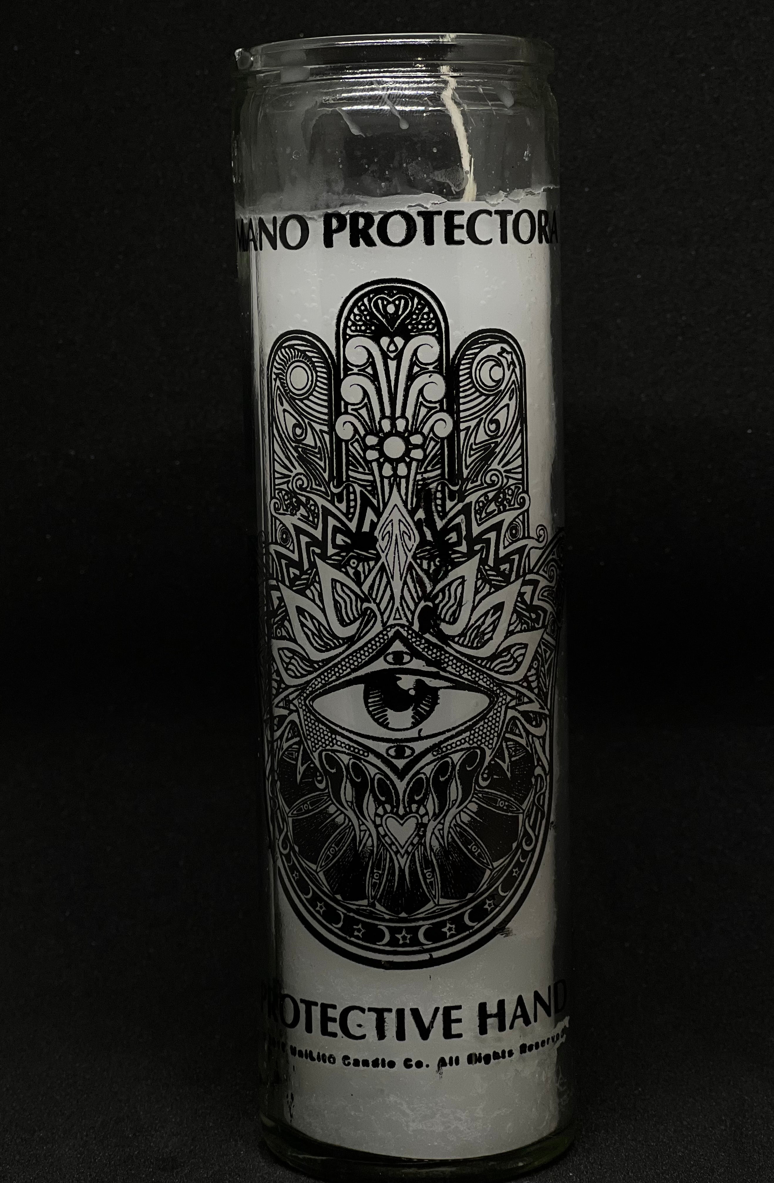 Mano Protectora (Protective Hand) – Devotional Glass Candle – 7 Day