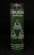 3 Buddhas Green – Devotional Glass Candle - 7 Day