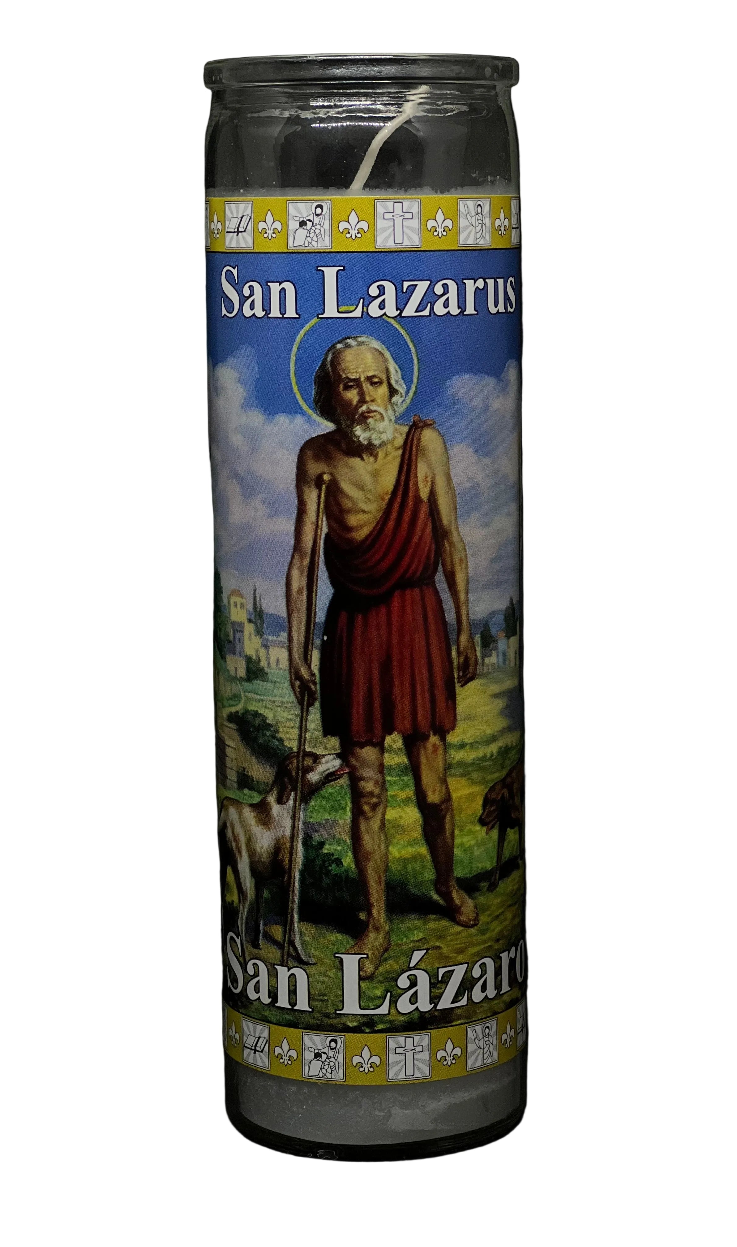 San Lázaro (Saint Lazarus) – Devotional Glass Candle – 7 Day