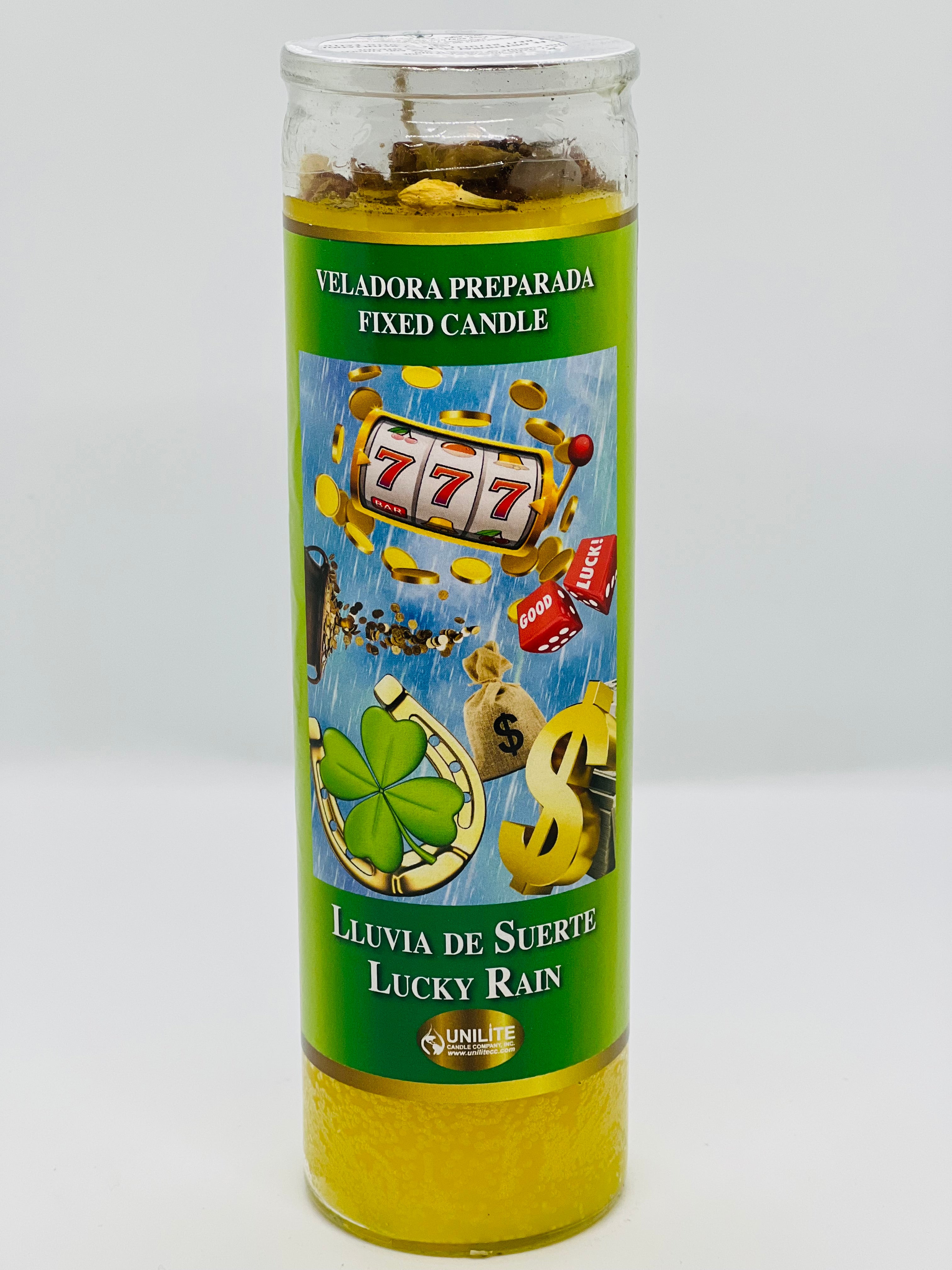 Lluvia de Suerte (Lucky Rain) – Prepared Glass Candle – 7 Day