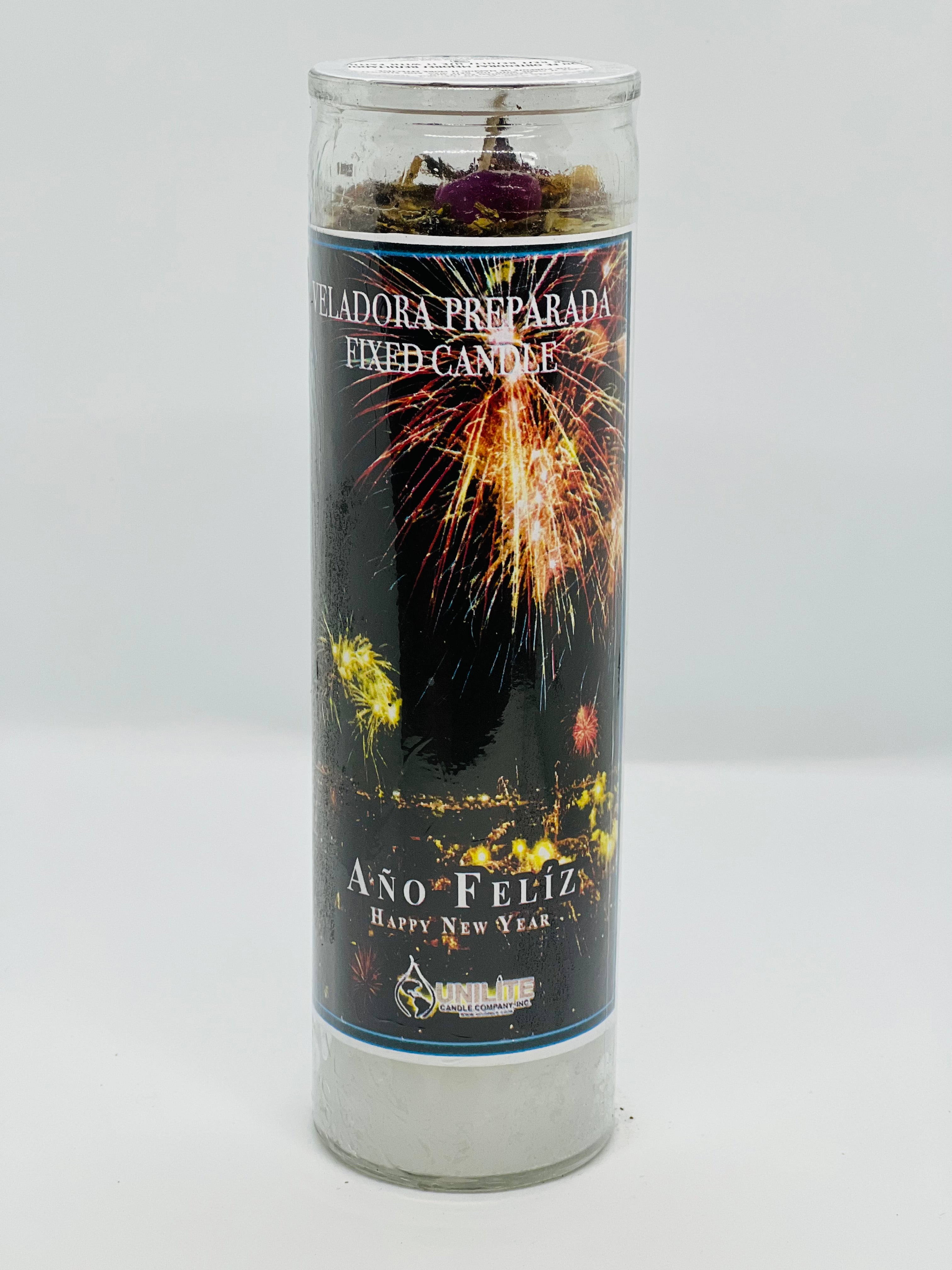 Año Feliz (Happy New Year) – Prepared Glass Candle – 7 Day