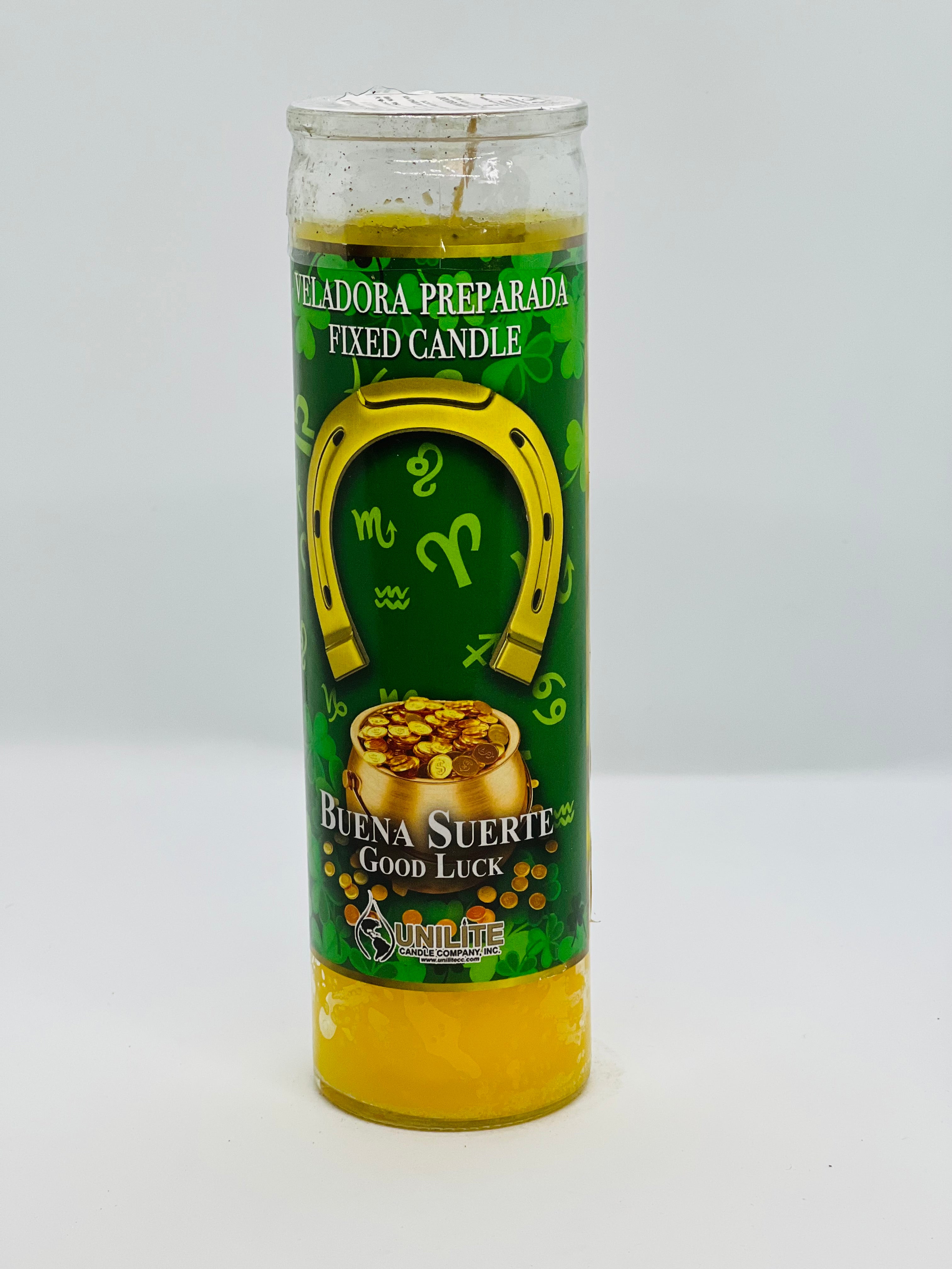 Buena Suerte (Good Luck) – Prepared Glass Candle – 7 Day