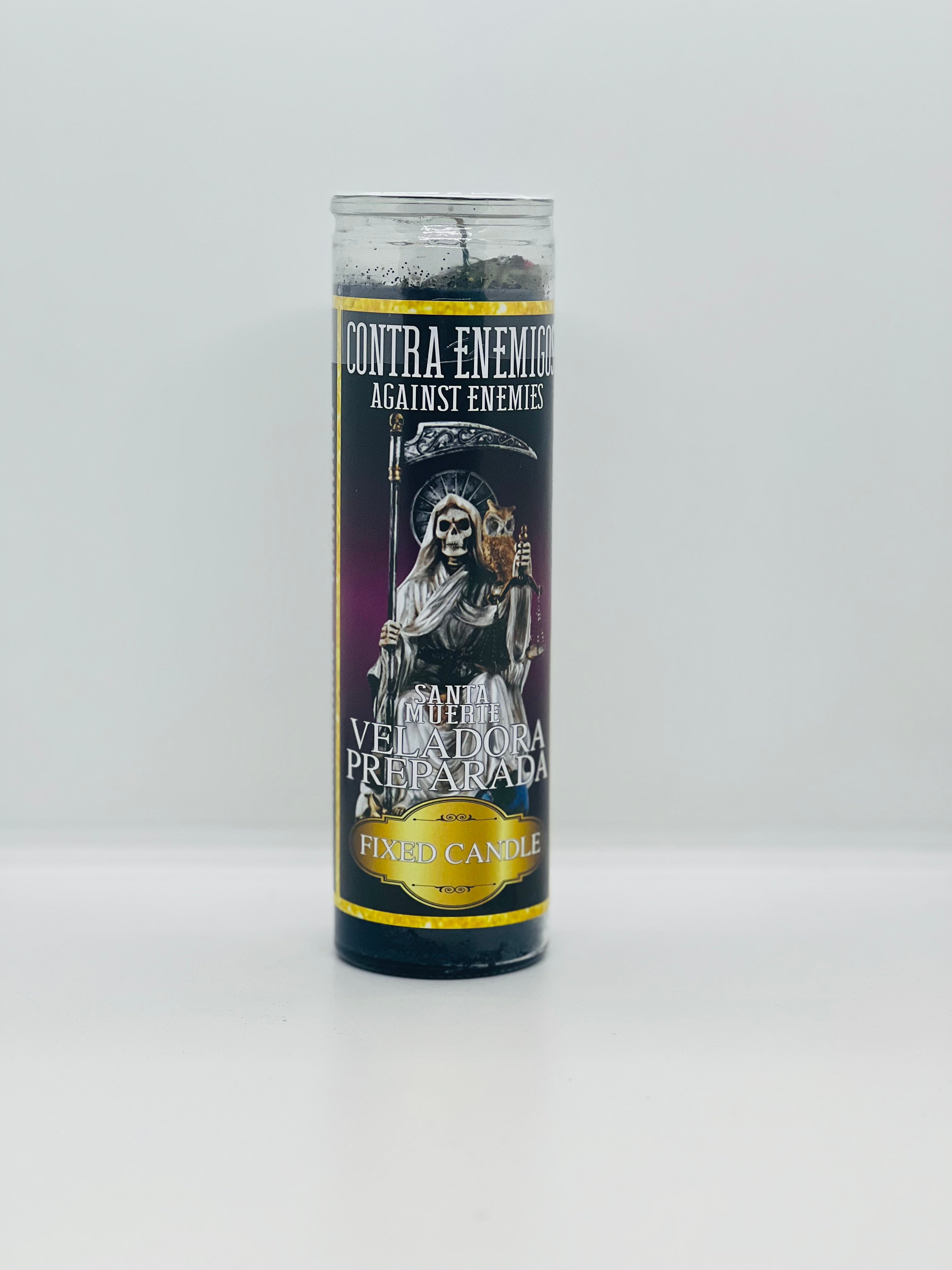 Santa Muerte Contra Enemigos (Against Enemies) – Prepared Glass Candle – 7 Day