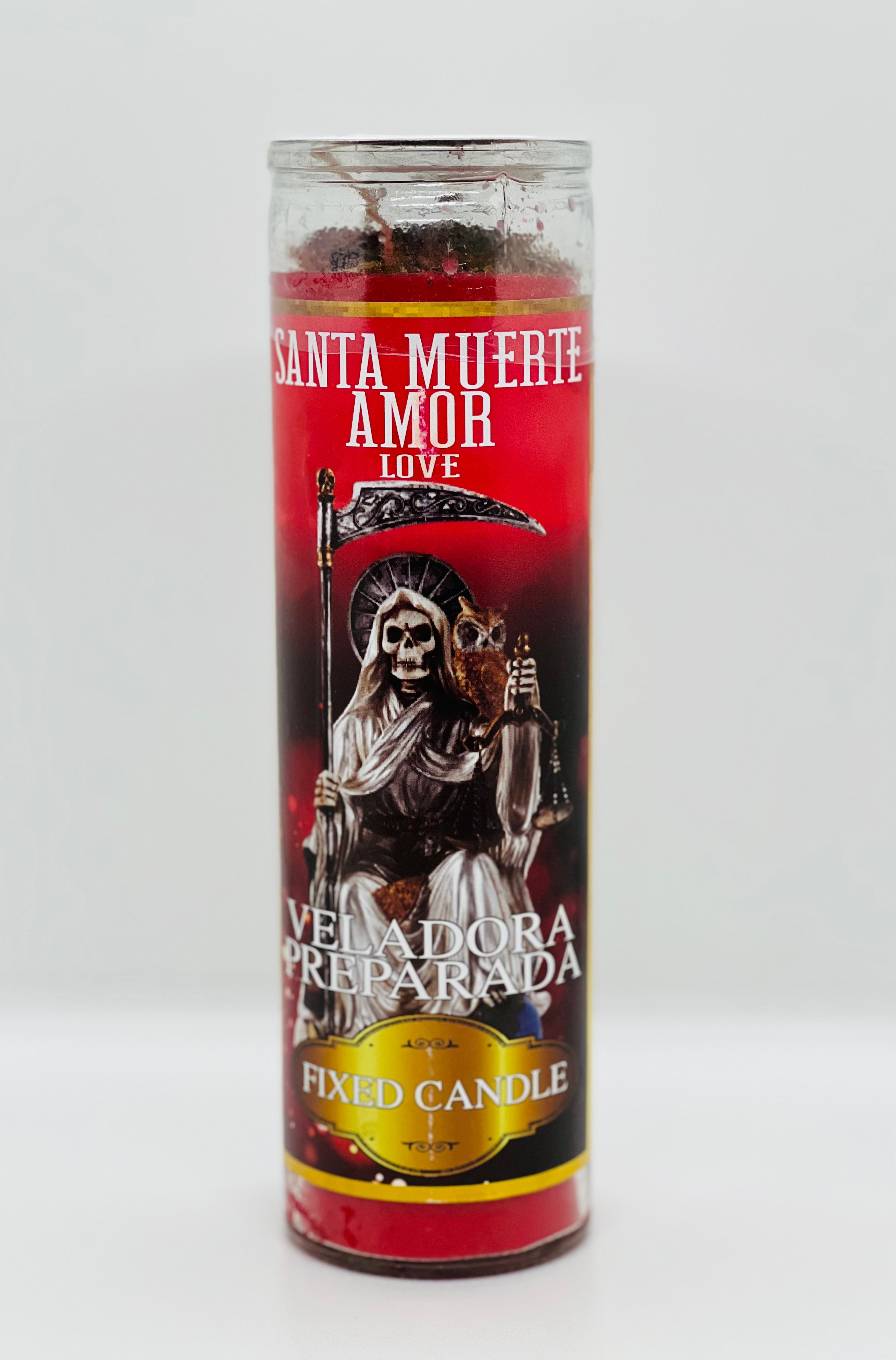 Santa Muerte Amor (Love) – Prepared Glass Candle – 7 Day