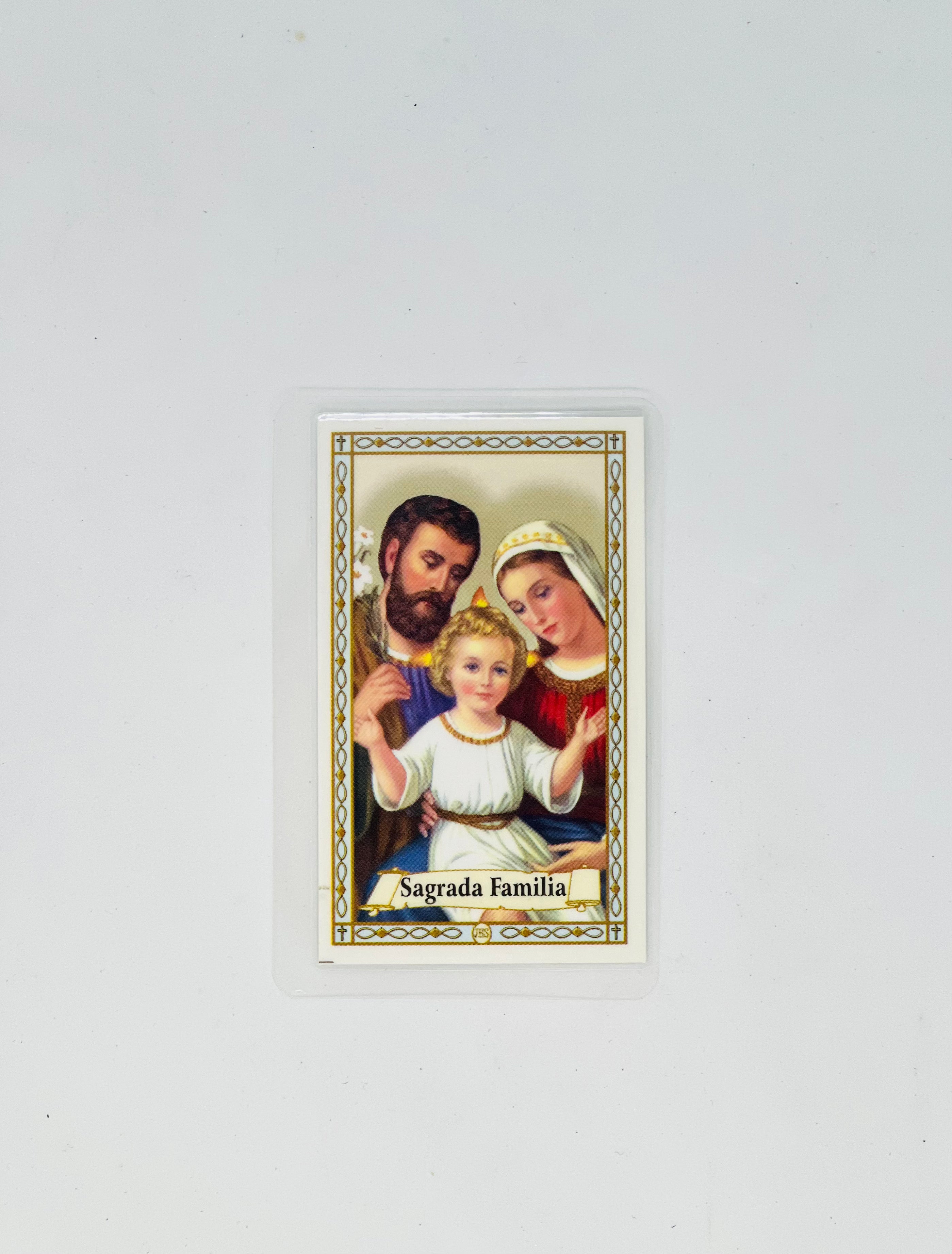 Sagrada Familia Prayer Card – Holy Family Devotional Card – Jesus Mary Joseph Image – Pocket Prayer Card