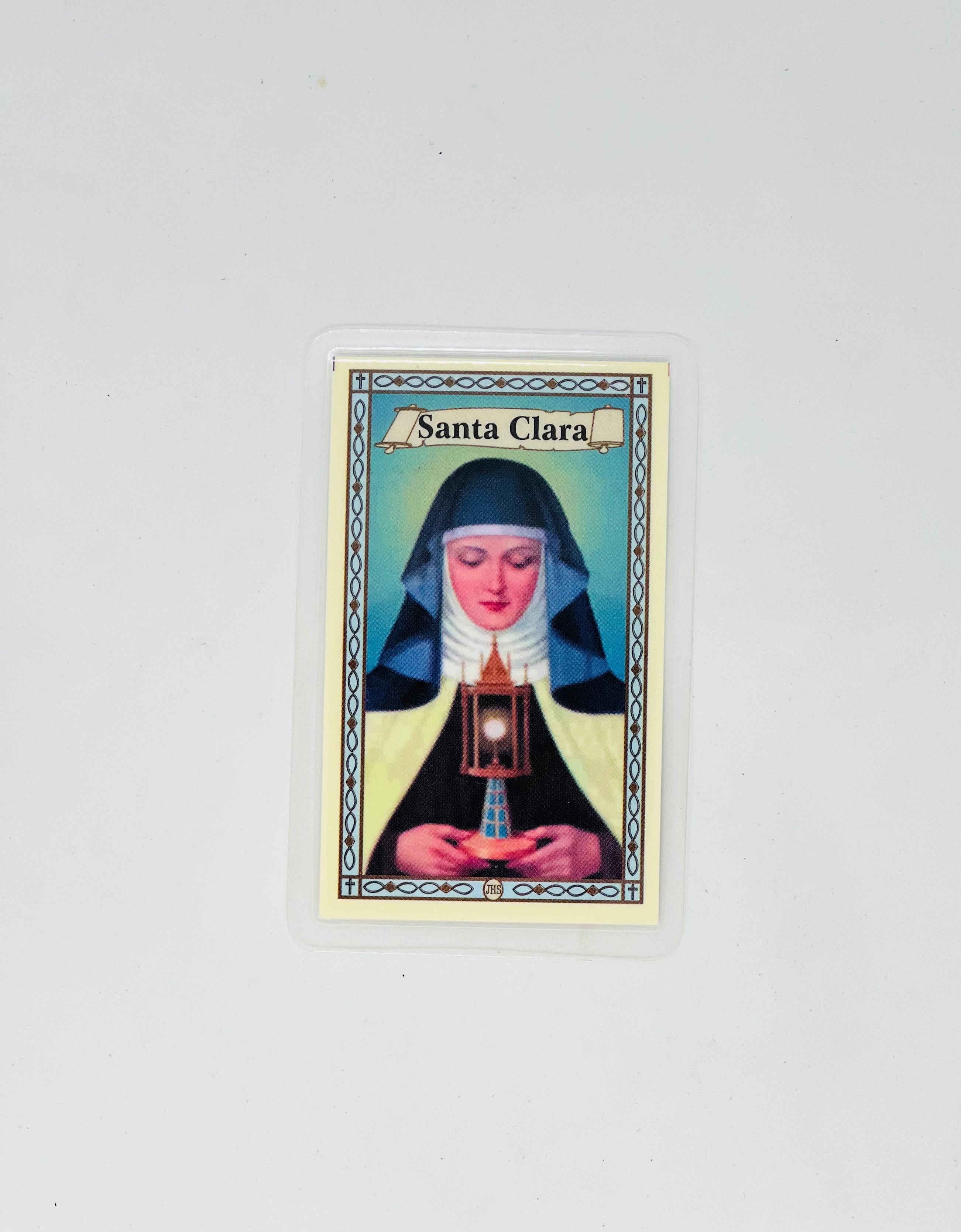 Santa Clara Prayer Card – Saint Clare Devotional Card – Religious Pocket Prayer Card