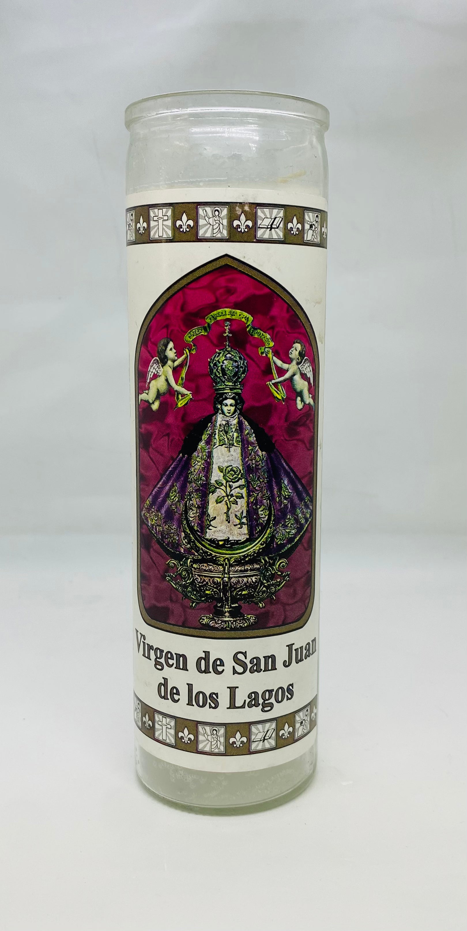 Virgen de Guadalupe & Virgen de San Juan de los Lagos (Our Lady of Guadalupe & Our Lady of San Juan) – Devotional Glass Candle – 7 Day
