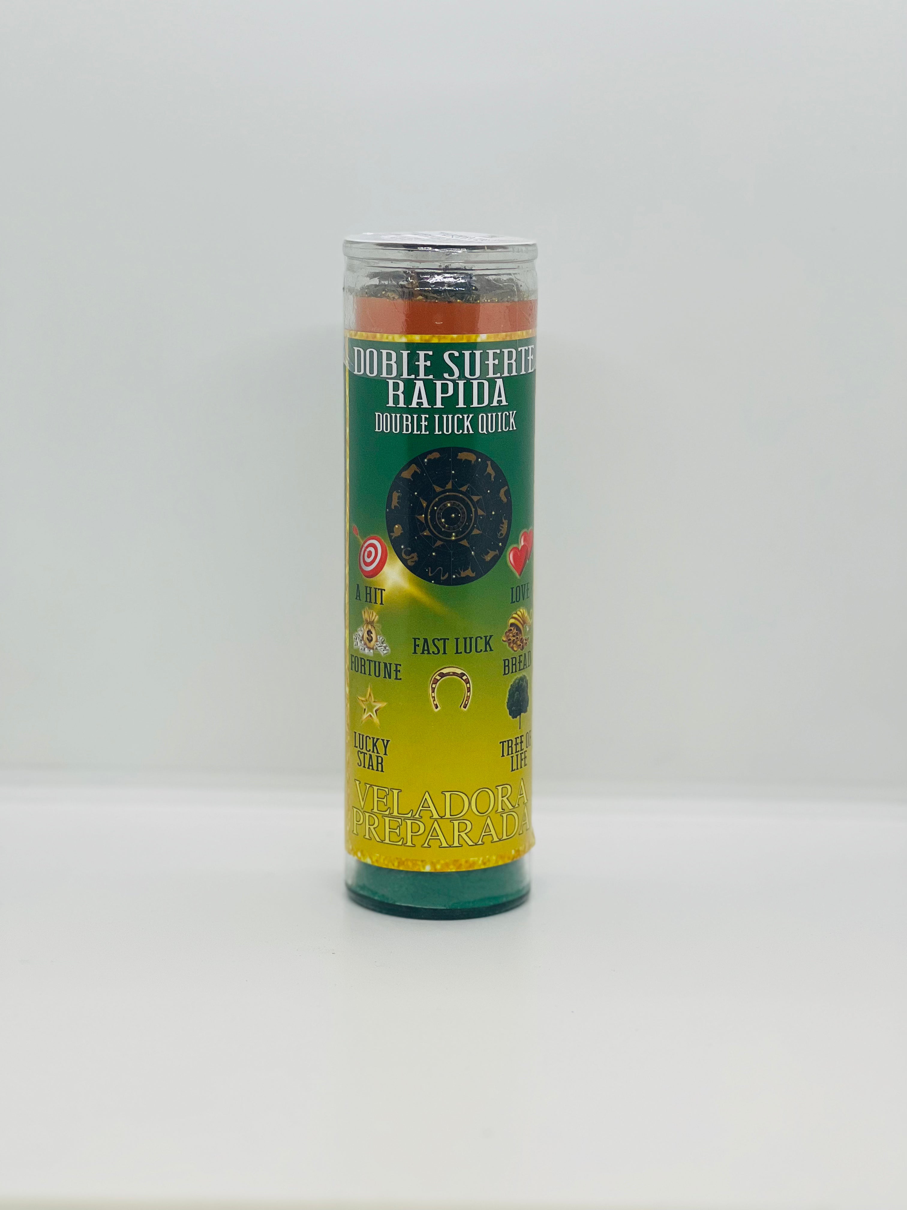 Doble Suerte Rápida (Double Luck Quick) – Prepared Glass Candle – 7 Day