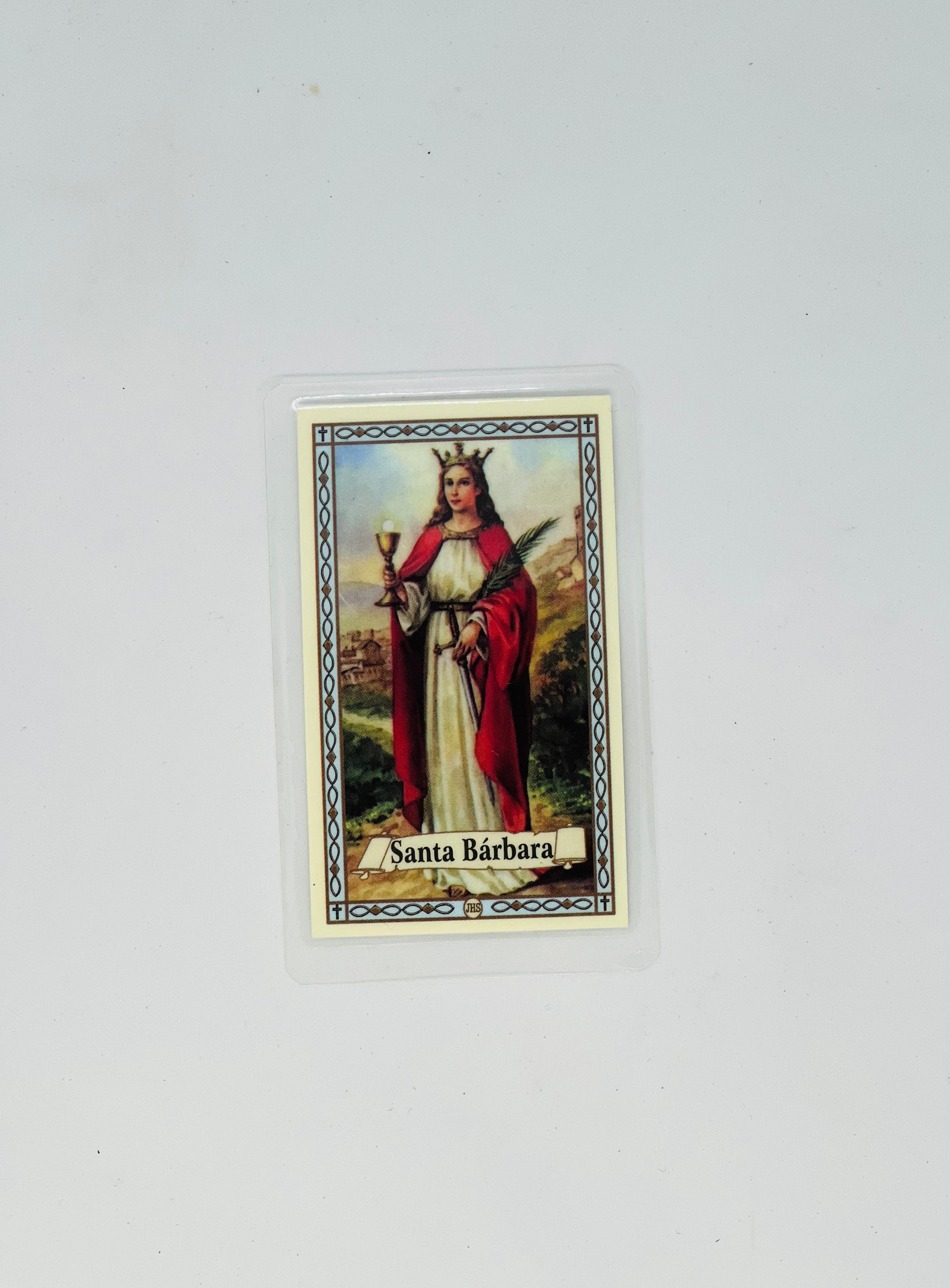 Santa Barbara Prayer Card – Devotional Religious Card – Saint Image – Pocket Prayer Card