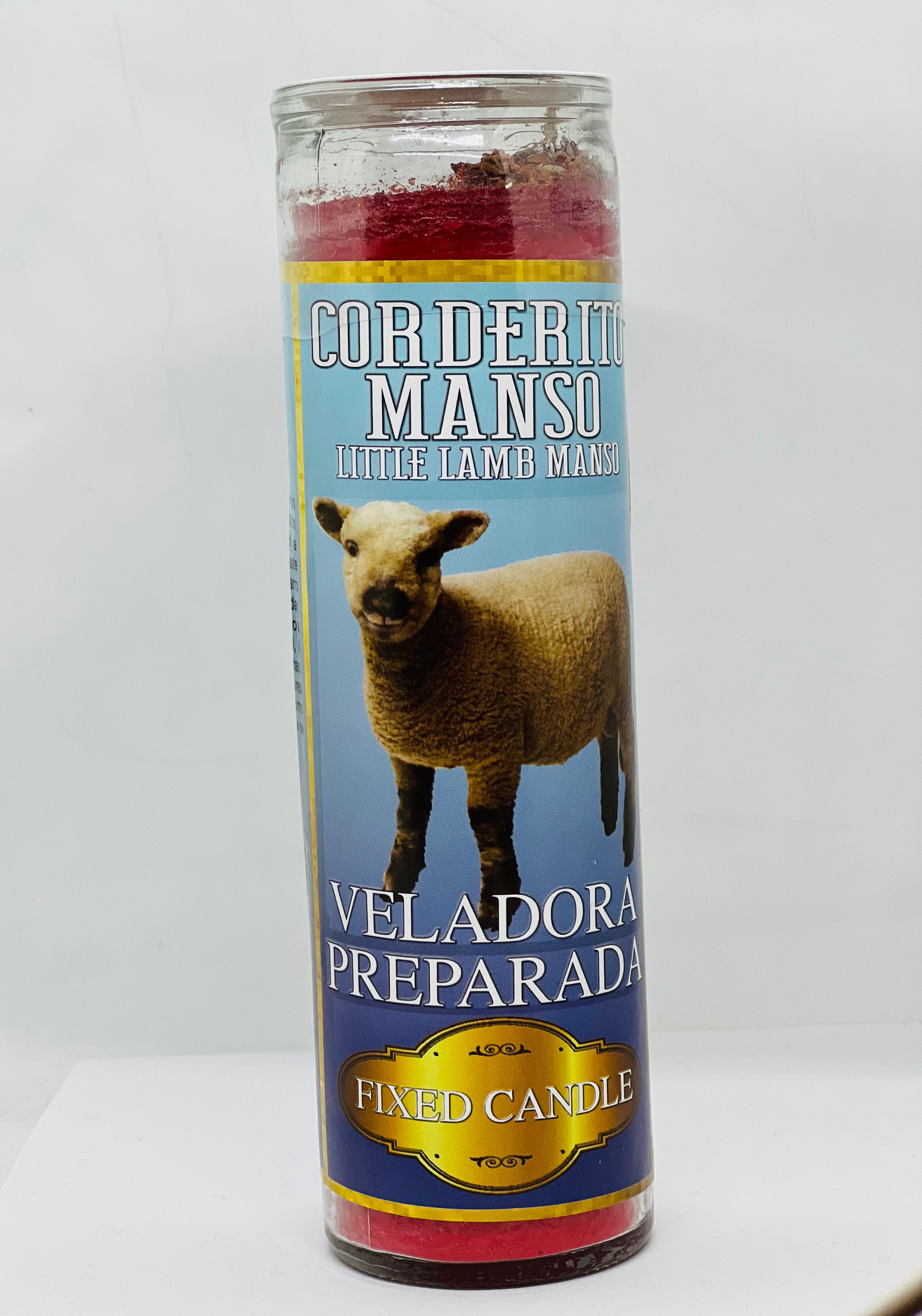 Corderito Manso (Little Lamb Gentle) – Prepared Glass Candle – 7 Day