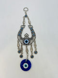 Evil Eye Wall Hanging – Nazar Protection Decor – Blue Glass Charm – Turkish Style Hanging Ornament