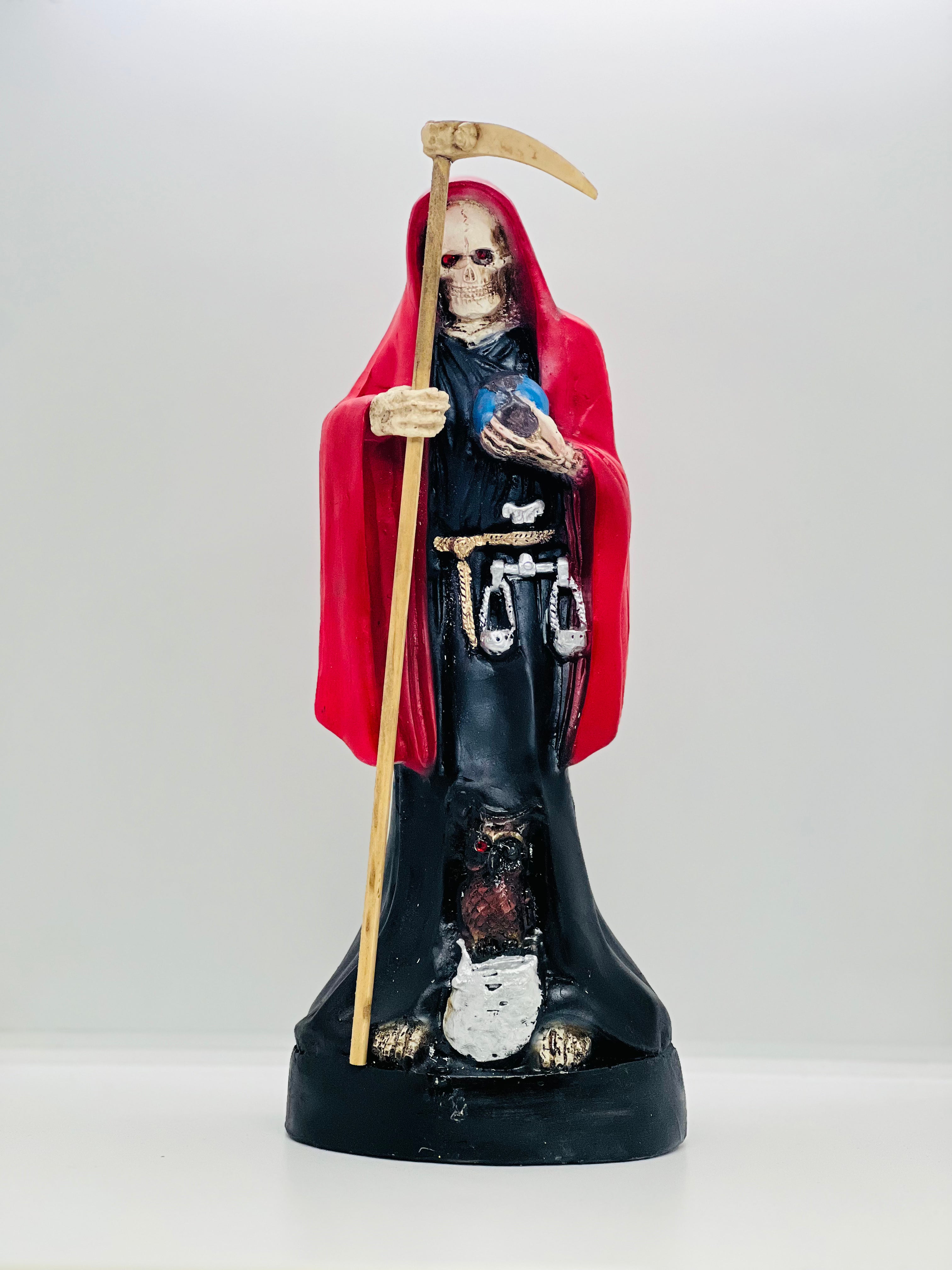Santa Muerte Red Cloak 12 Inch Statue  – Devotional Figure