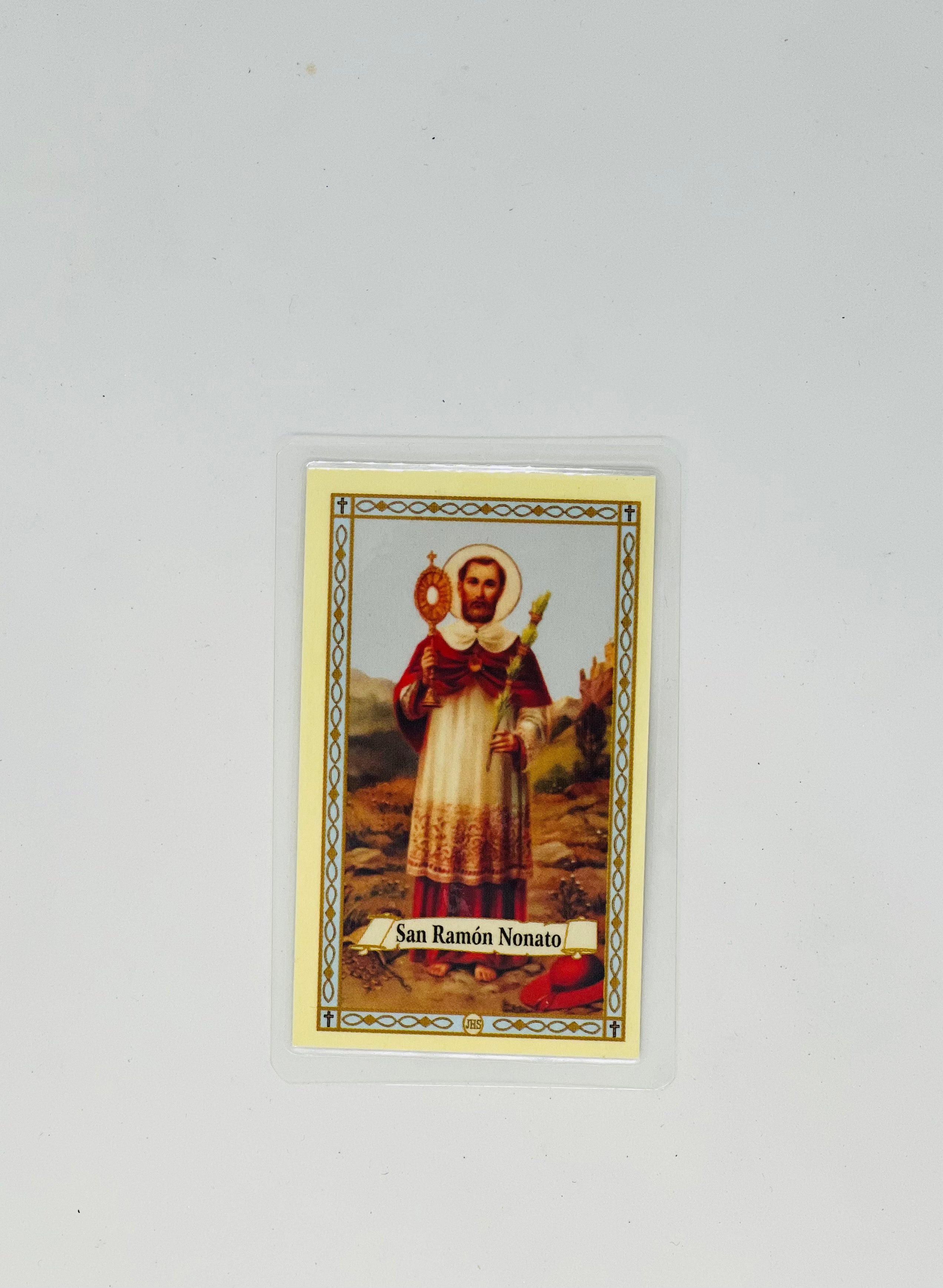 San Ramón Nonato Prayer Card – Saint Raymond Devotional Card – Religious Pocket Prayer Card