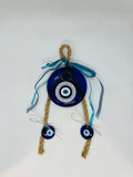 Evil Eye Wall Hanging – Large Nazar Glass Decor with Tassels – Blue Hanging Ornament – Boho Home Decor