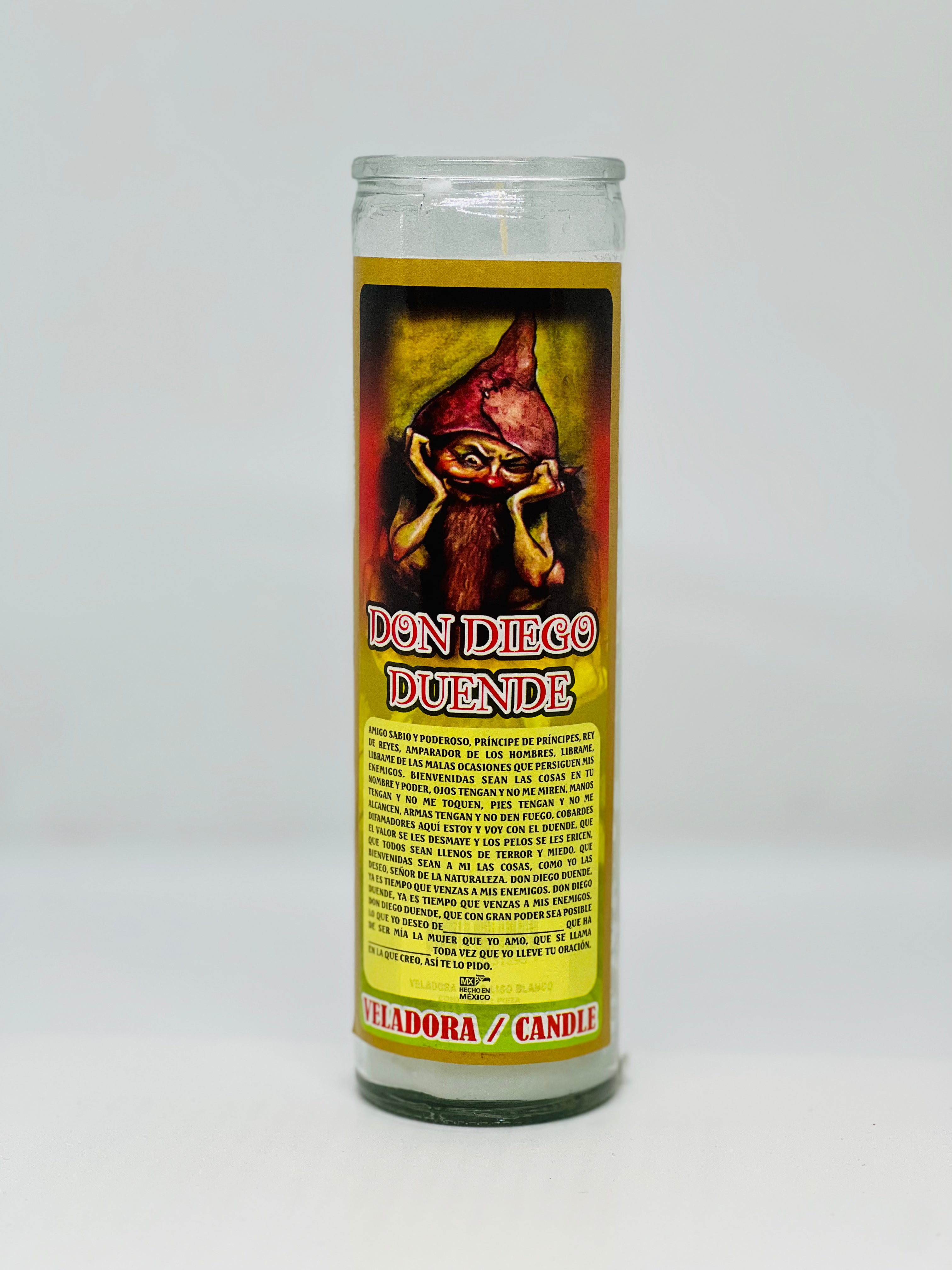 Don Diego Duende (Folk Spirit Figure) – Devotional Glass Candle – 7 Day