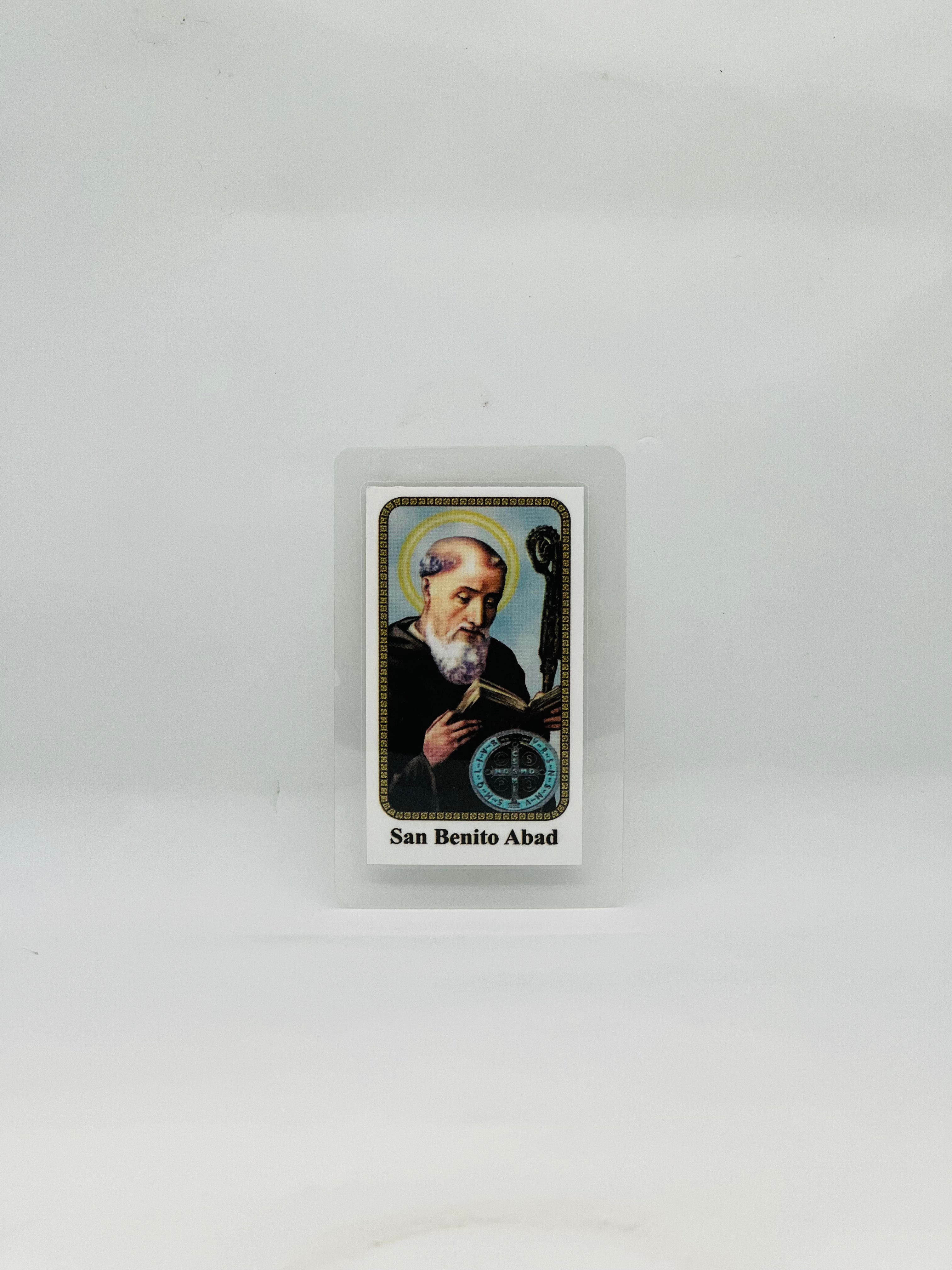 San Benito Abad Prayer Card – Saint Benedict Devotional Card – Religious Pocket Prayer Card