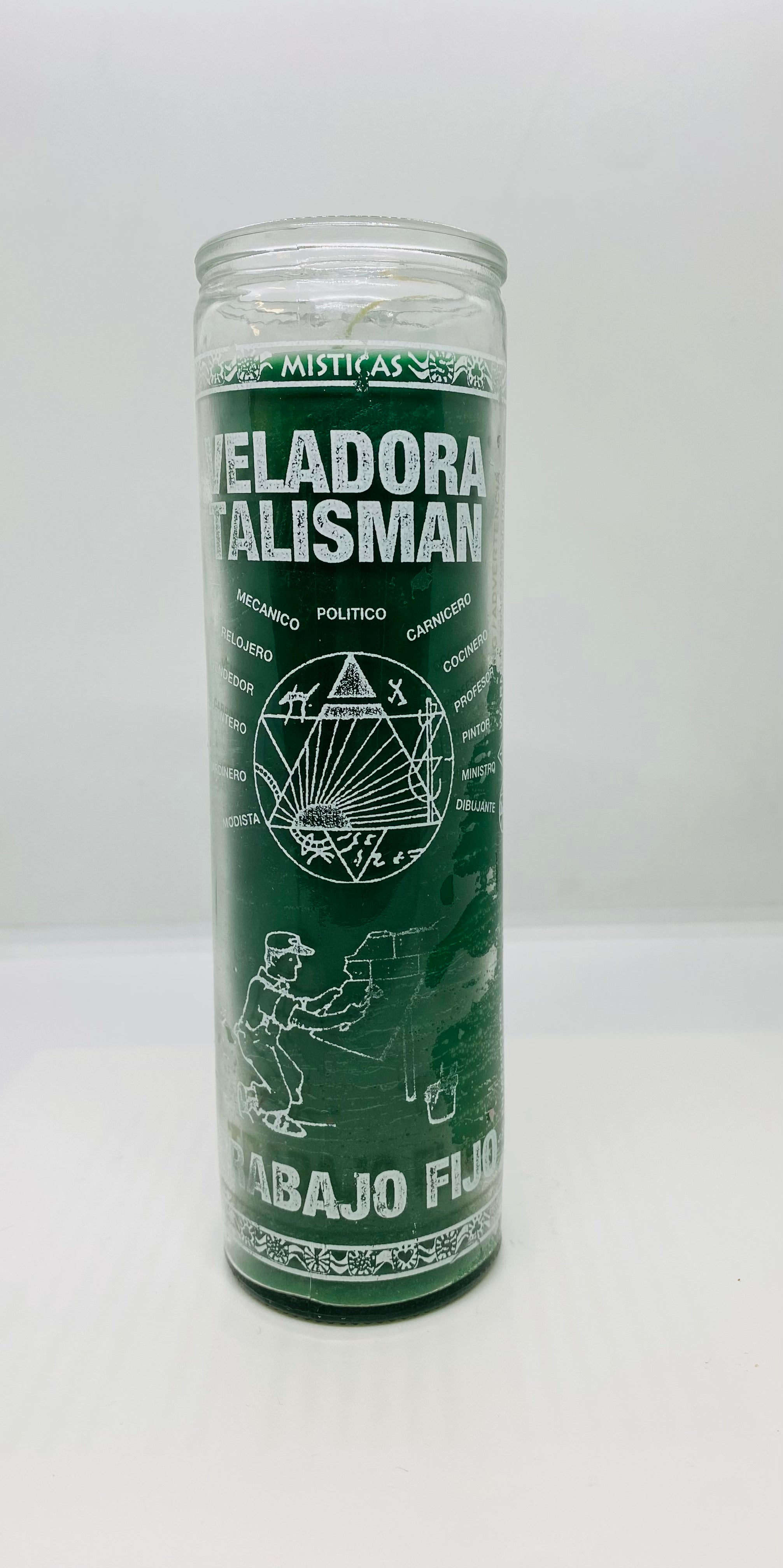 Trabajo Fijo (Steady Work) – Devotional Glass Candle – 7 Day
