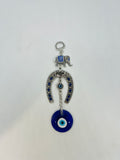 Elephant Evil Eye Wall Hanging – Nazar Decor with Horseshoe Design – Blue Glass Charm – Hanging Ornament