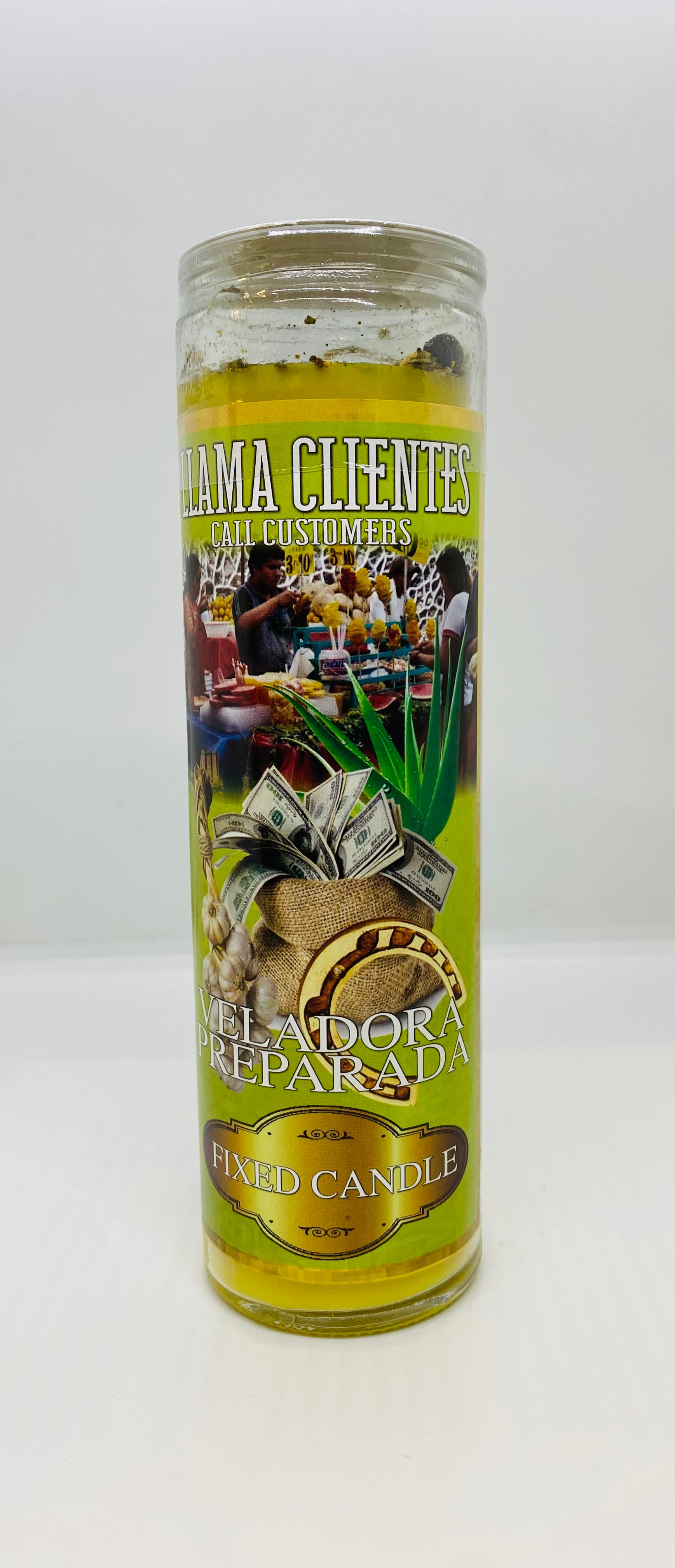 Llama Clientes (Call Customers) – Prepared Glass Candle – 7 Day