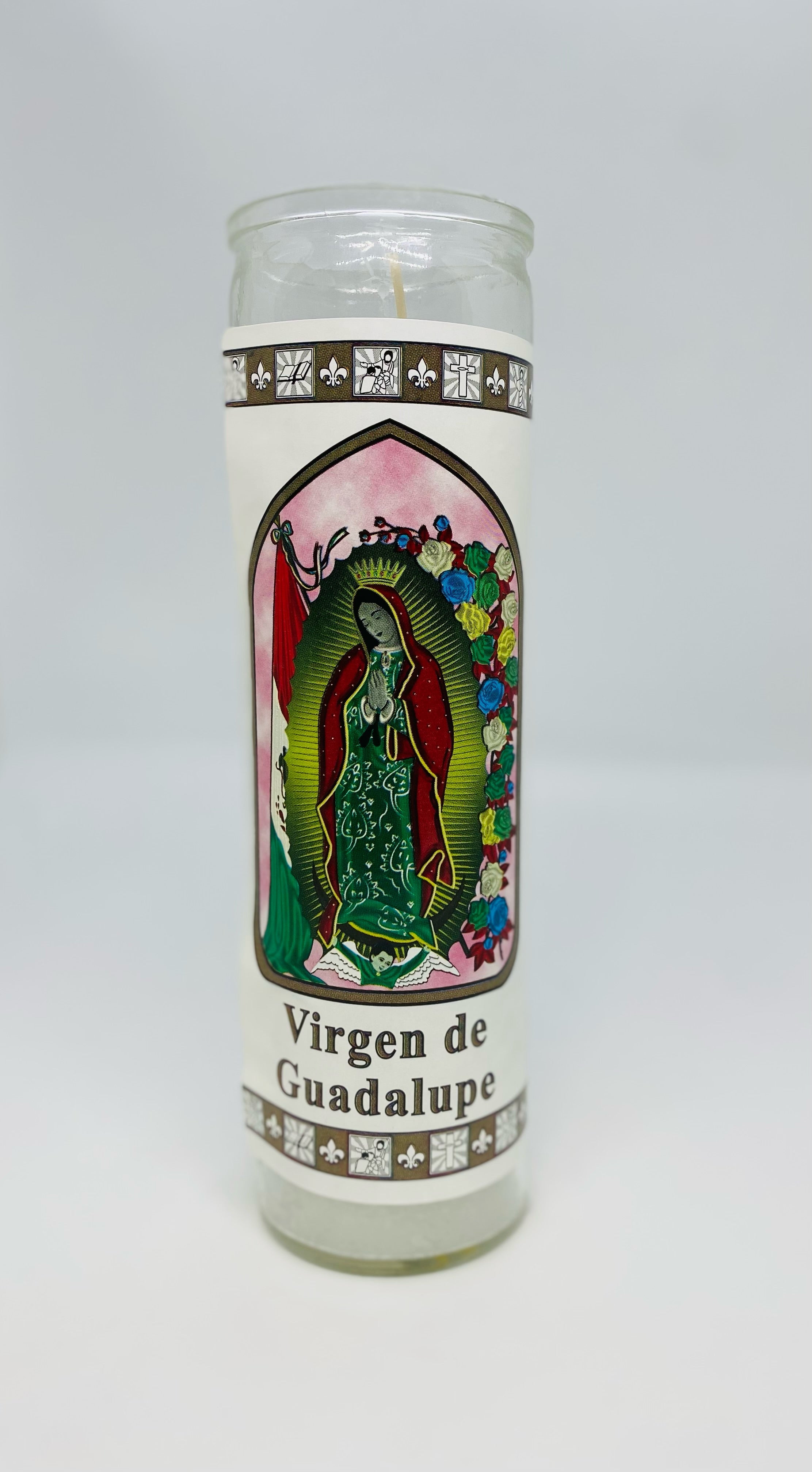 Virgen de Guadalupe & Virgen de San Juan de los Lagos (Our Lady of Guadalupe & Our Lady of San Juan) – Devotional Glass Candle – 7 Day
